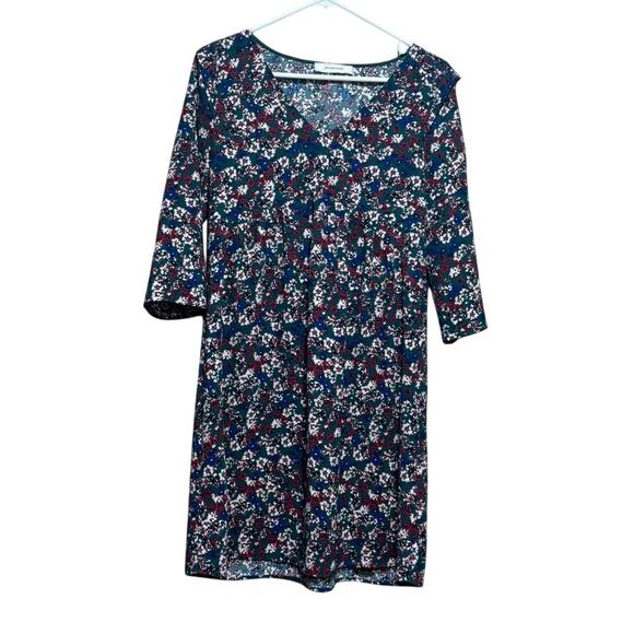 Promod Dresses & Skirts - Promod Floral Mini Dress | Size 4 (US) | 3/4 Sleeve Teal Blue Multi Print